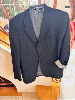 Zara Black Wool Blazer Mens 42R Tailored Minimalist Formal Suit Jacket
